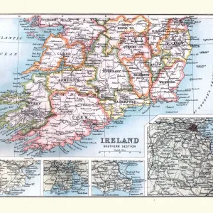 Mapa Antiguo de la Irlanda Meridional, detalle de Dublín, siglo XIX. Mapa Antiguo de la Irlanda Meridional, detalle de Dublín, siglo XIX.