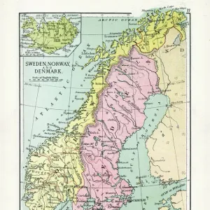 Antique Map of Sweden, Norway and Denmark