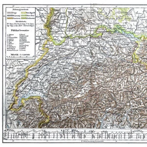 Antique map of Switzerland and the Alps