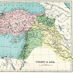 Antique map of Turkey, 1897, late 19th Century