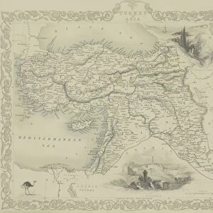 Antique map of Turkey with vignettes