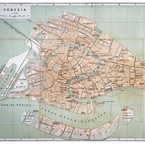 Antique map of Venice, Italy 1886