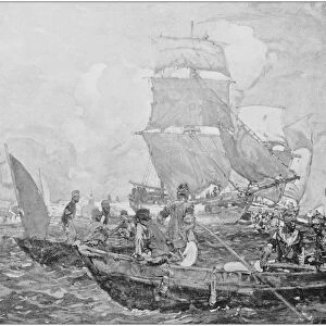 Antique photo of paintings: Ships