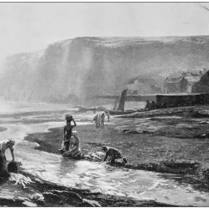 Staithes, Yorkshire Antique Dotprinted Print Staithes, Yorkshire Antique Dotprinted Print