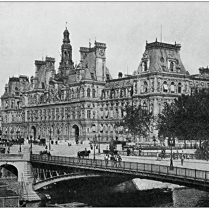 Antique photograph: Hotel de Ville, Paris