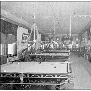 Antique photograph from Lawrence, Kansas, in 1898: Commercial Club, Billiards