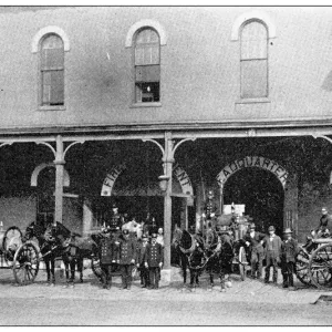 Antique photograph from Lawrence, Kansas, in 1898: Fire department headquarters Antique photograph from Lawrence, Kansas, in 1898: Fire department headquarters