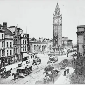 Antique photograph of Worlds famous sites: Albert Memorial, Belfast, Ireland