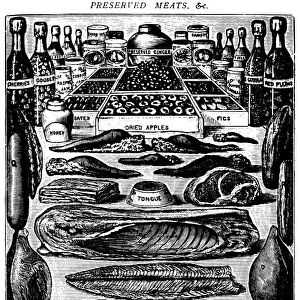 Antique recipes book engraving illustration: Preserved meats