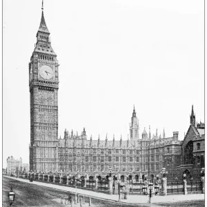 Antique travel photographs of London: Big ben Antique travel photographs of London: Big ben
