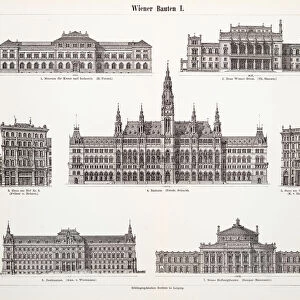 Antique Viennese buildings engraving 1897