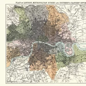 Antquie Map of London, 1880