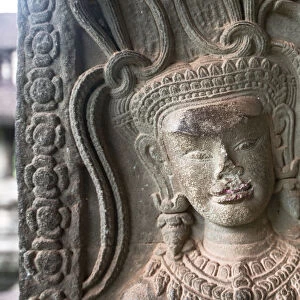 Apsara at the corner of Angkor Wat, Siem Reap, Cambodia