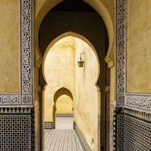 Arches and mosaic tiling in Muslim mausoleum Arches and mosaic tiling in Muslim mausoleum
