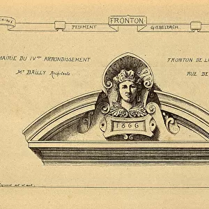 Architectural pediment, Head, Date, History of architecture, decoration and design, art, French, Victorian, 19th Century