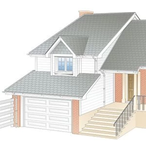 Architecture, Building Exterior, Day, Digitally Generated, DIY, Front View, Garage