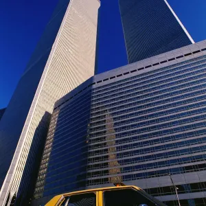 architecture, buildings, cab, car, center, city, day, foreground, low angle view architecture, buildings, cab, car, center, city, day, foreground, low angle view