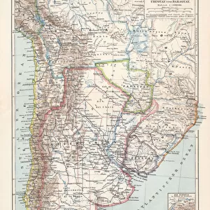 Argentina, Chile, Bolivia, Uruguay, and Paraguay, lithograph, published in 1897