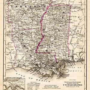 Arkansas Louisiana Pississippi map 1881