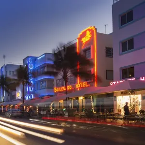 Ocean Drive Art Deco Hotels Print at Dusk Ocean Drive Art Deco Hotels Print at Dusk