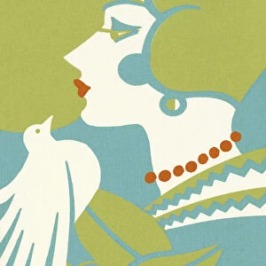 Art Deco Woman With Bird