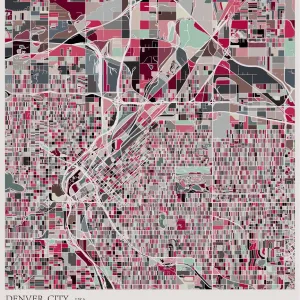 art illustration of Denver city map art illustration of Denver city map