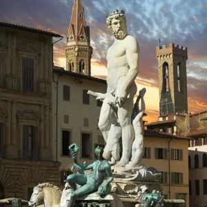 The Fountain of Neptune Print, a 1575 engraving by Bartolomeo Ammannati