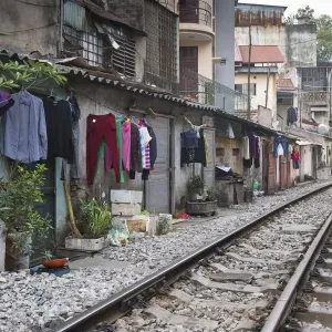 asian, building, city centre, dangerous, multicolored, railway section, railway track asian, building, city centre, dangerous, multicolored, railway section, railway track