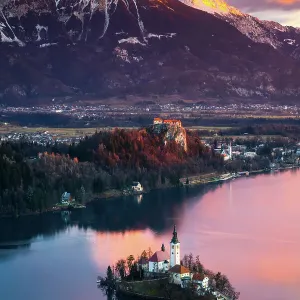 Lake Bled View Print - Assumption of Mary Church and Medieval Castle Lake Bled View Print - Assumption of Mary Church and Medieval Castle