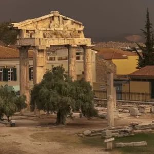 Athena Archegetis Gate, on the former site of the Roman Forum in Athens, Greece Athena Archegetis Gate, on the former site of the Roman Forum in Athens, Greece