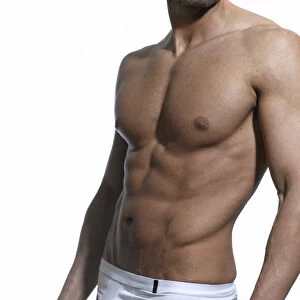 Athletic man, front, chest, abdomen