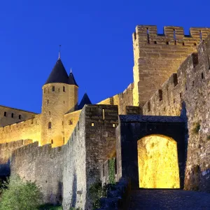 The Aude gate, Carcassonne, Languedoc-Roussillon, France