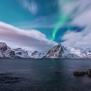 Aurora Borealis over Norwegian Fjord