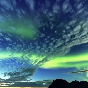 Aurora borealis in twilight in Norway