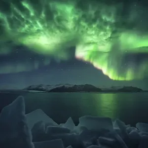 Aurora over Jokulsarlon Aurora over Jokulsarlon