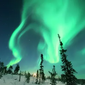 Aurora with moon rising Aurora with moon rising
