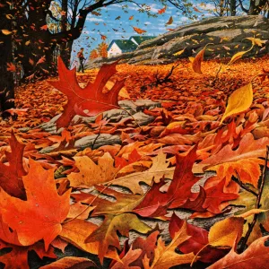 Autumn Leaves Print - Vibrant Watercolor Artwork on Paper