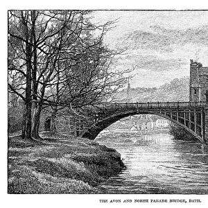 Avon and North Parade Bridge in Bath, England