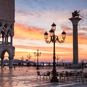 Awesome sunrise over St Marks square, Venice