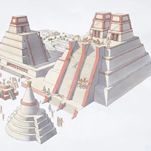 Aztec Temple with sacrifice