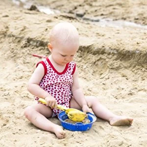 Baby, 12-14 Months, playing in the sand