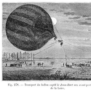 Ballon transportation in france engraving 1881