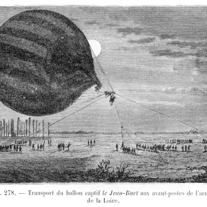 Ballon transportation in france engraving 1881