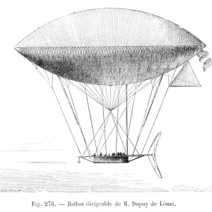 Balloon dirigible of Dupuy engraving 1881