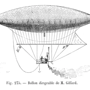 Balloon dirigible of Giffard engraving 1881