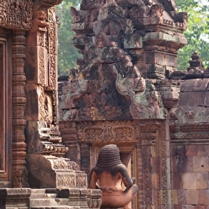 Banteay Srei Ancient Temple in the forest background