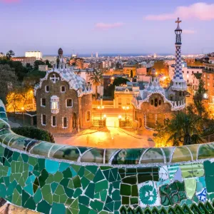 Barcelona Parc Guell Sunset Print Barcelona Parc Guell Sunset Print