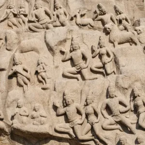 Bas-relief Descent of the Ganges, Mahabalipuram, Mamallapuram, Tamil Nadu, Kanchipuram, India Bas-relief Descent of the Ganges, Mahabalipuram, Mamallapuram, Tamil Nadu, Kanchipuram, India