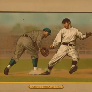 Baseball Card Titled Jordan And Herzog At First