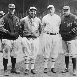 Baseball Greats Posing on Field